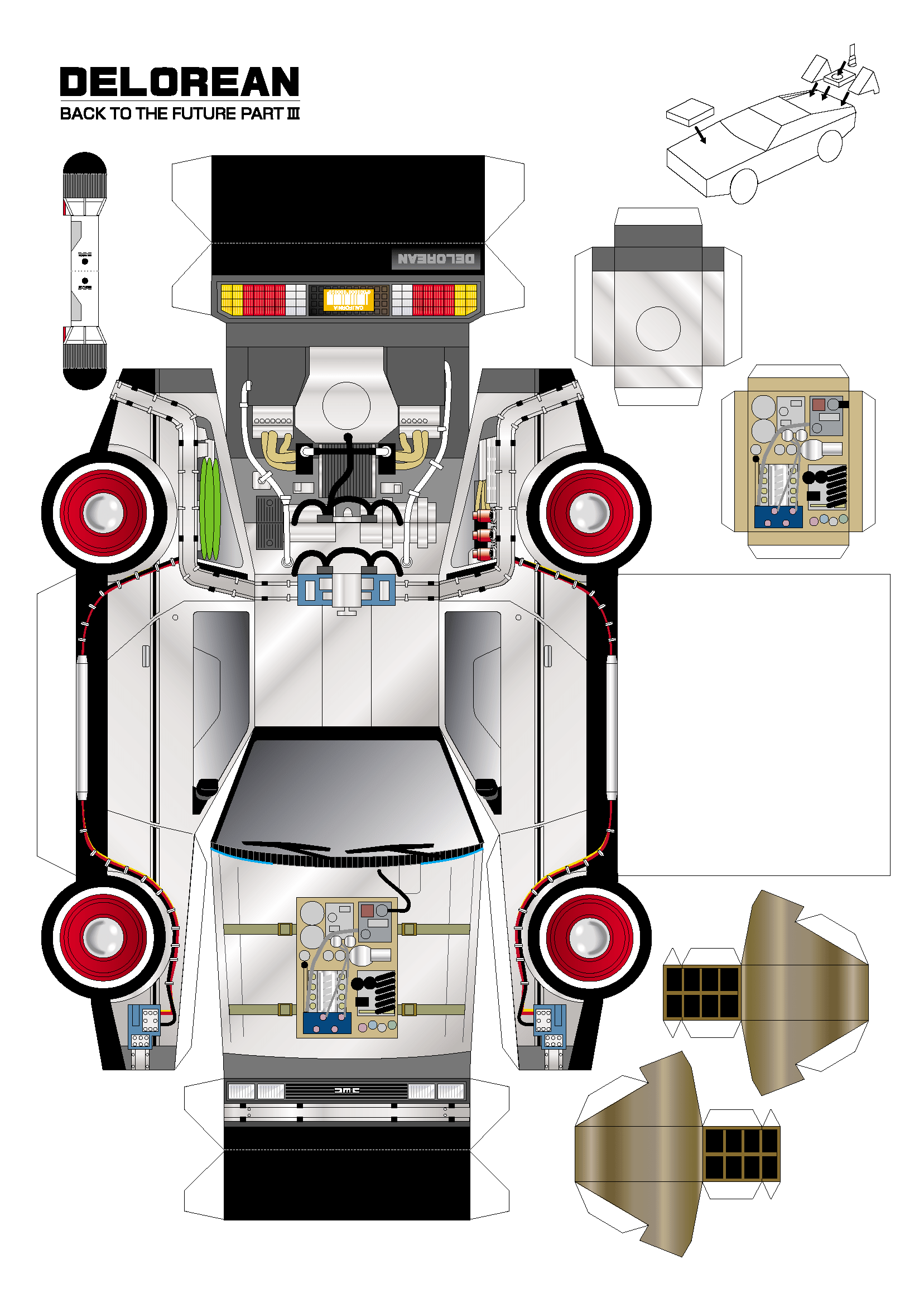Papercraft DeLorean 'Back the future' Modelo de Gratis ✂️