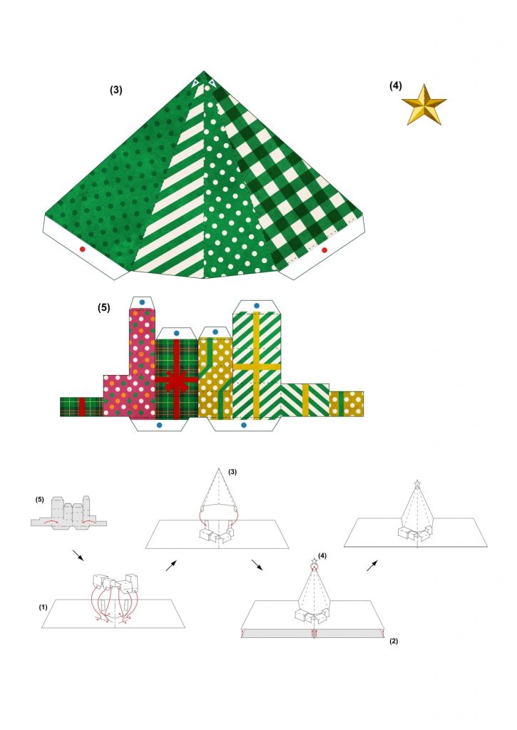 Modelo de Papel Papercraft Tarjeta Árbol de Navidad
